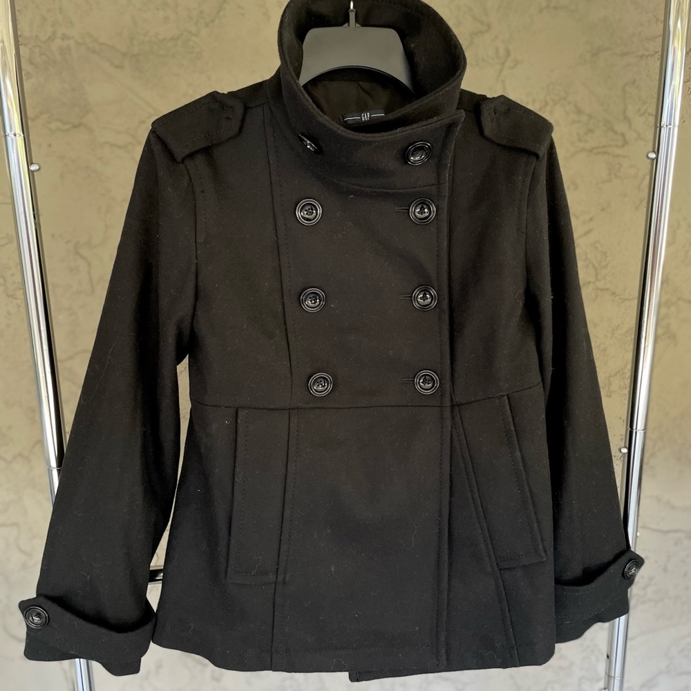 Gap black wool blend pea coat. Size: small.
